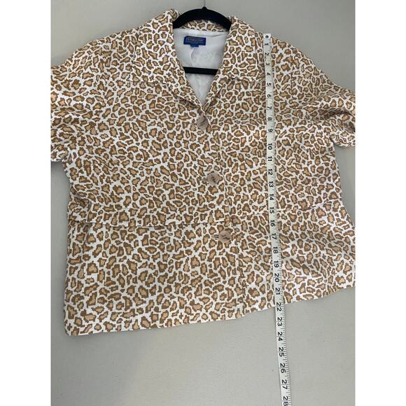 Women's Pendleton Linen Blend Leopard Animal Print Lightweight Neutral Blazer L - Picture 4 of 7